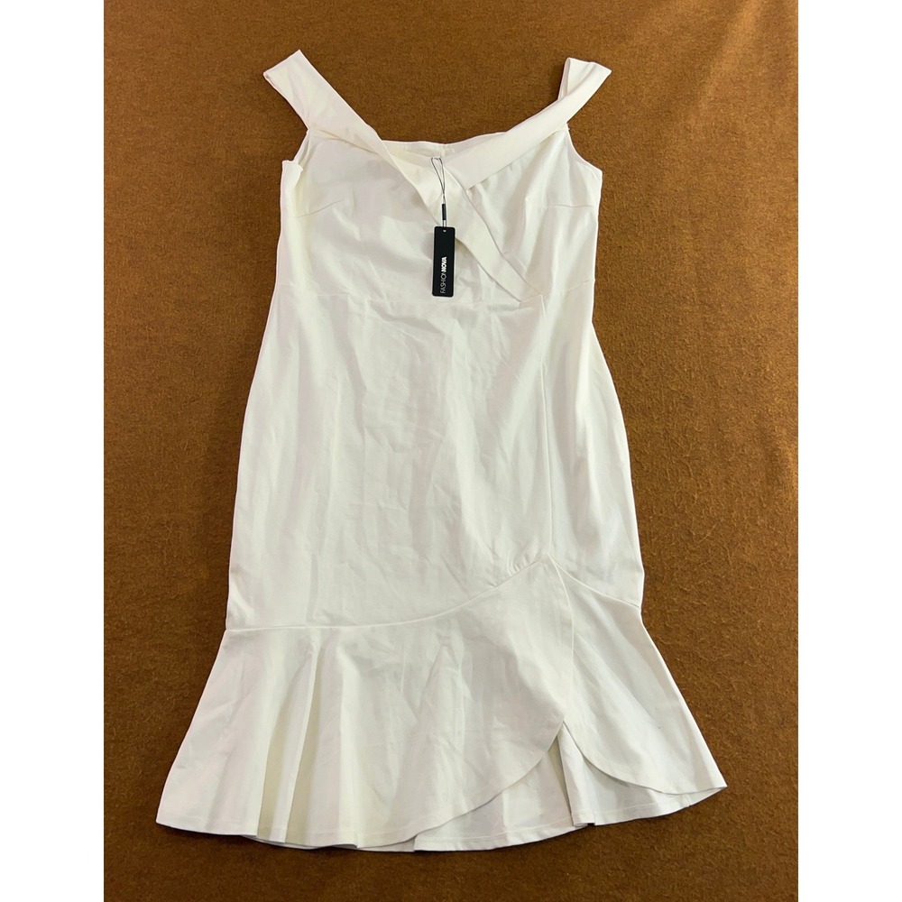 Fashion Nova Women 3X White Eloise Off Shoulder Body Sculpting Midi Dress NWT